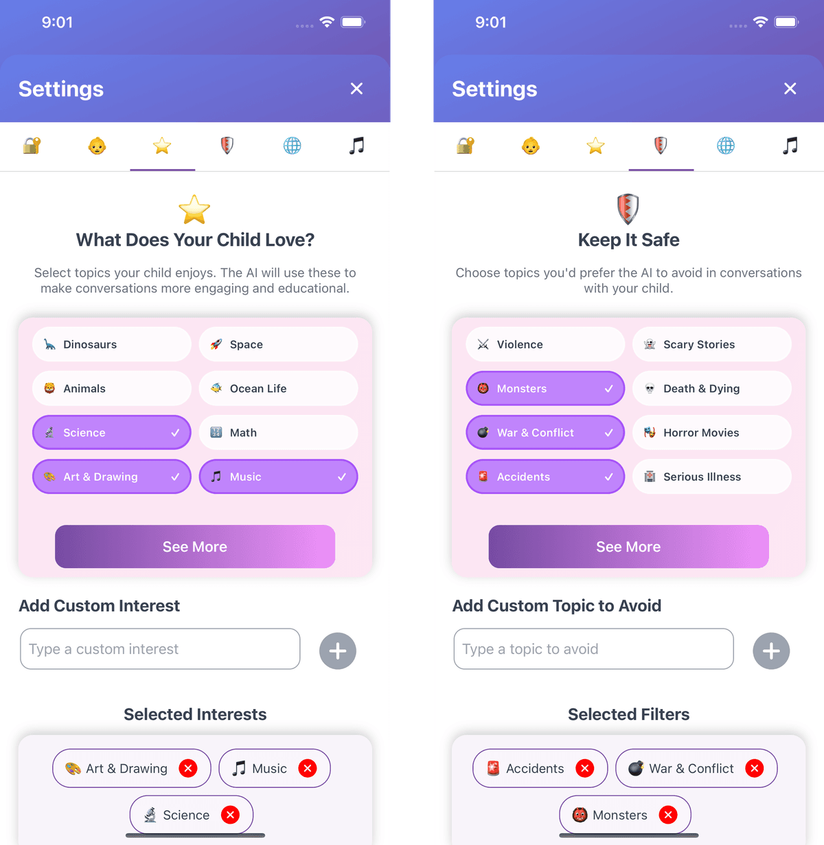 Family AI Chat Filter Interest